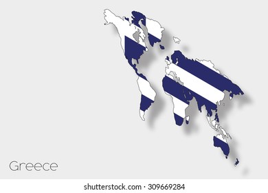 A 3D Isometric Flag Illustration of the country of  Greece