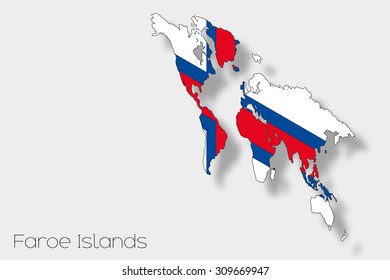 A 3D Isometric Flag Illustration of the country of  Faroe Islands