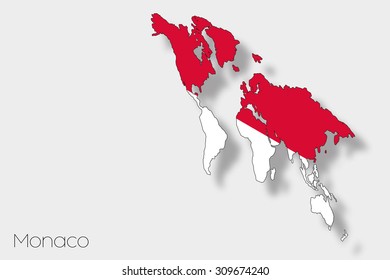 A 3D Isometric Flag Illustration of the country of  Monaco