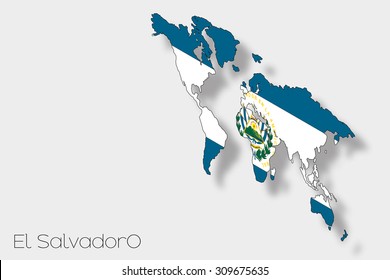 A 3D Isometric Flag Illustration of the country of  El Salvador