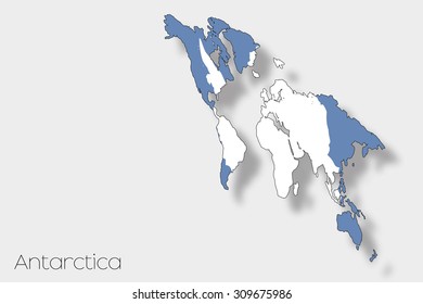 A 3D Isometric Flag Illustration of the country of  Antartica