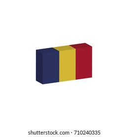 3d isometric flag Illustration of the country of Romania