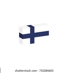 3d isometric flag illustration of the country of Finland