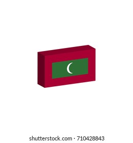 3D isometric flag Illustration of country maldives