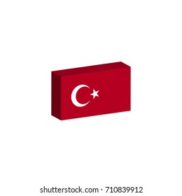 3d isometric flag illustration of country Turkey