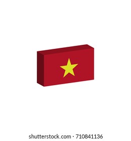 3d isometric flag illustration of Vietnam country