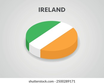 3D Isometric Flag of Ireland - Vector Illustration