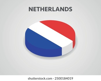 3D Isometric Flag of Netherlands - Vector Illustration