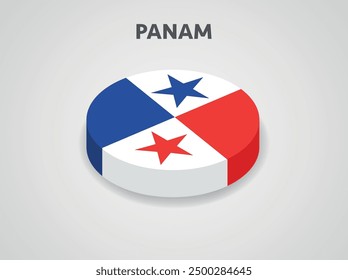 3D Isometric Flag of Panama - Vector Illustration