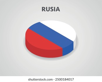 Bandera isométrica 3D de Rusia - Ilustración vectorial