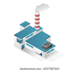 3d isometric flat concept illustration view of oil and gas minimalist industrial factory