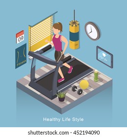 3d isometric flat design - Healthy life style 