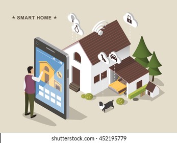 3d isometric flat design - Smart home concept/IOT