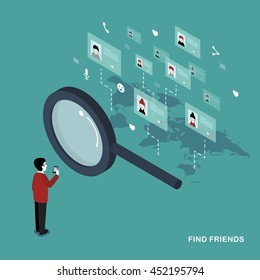 3d isometric flat design - Social media concept