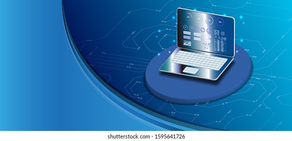 3d isometric flat design. Vector illustration. Computer web data center server isometric landing vector page. Vector illustration computer security and protection, isometry