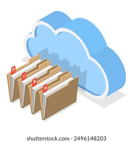 3D Isometric Flat Icon Set. Cloud Technologies, Online Services and Data Processing. Item 9