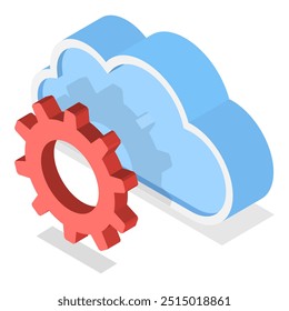 Conjunto de iconos planos isométricos 3D. Tecnologías en la nube, servicios en línea y procesamiento de datos. Punto 3