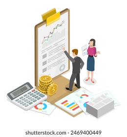 3D Isometric Flat Illustration of Accounting Services, Budget Planning, Financial Administration. Item 3