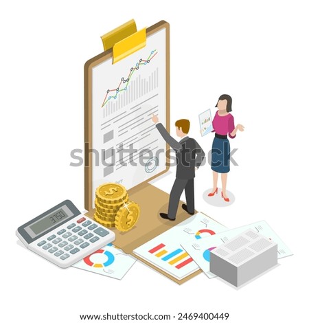 3D Isometric Flat Illustration of Accounting Services, Budget Planning, Financial Administration. Item 3