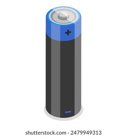 3D Isometric Flat Illustration of Battery Set, Alkaline Batteries Dfferent Size. Item 5