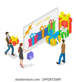 3D Isometric Flat Illustration of Celebrating Party, Happy Cheerful People. Item 1