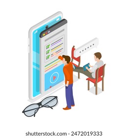3D Isometric Flat Illustration of Customer Feedback, Client Rating Survey. Item 2