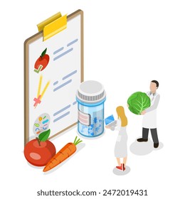 3D Isometric Flat Illustration of Digestive Tract Diseases, Gastroenterology and Digestive System. Item 1