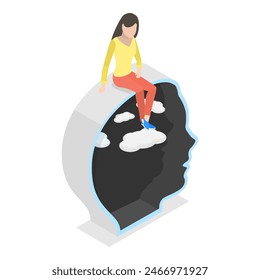 3D Isometric Flat Illustration of Diversity Of Human Minds, Personal Attitude and Lifestyle. Item 4