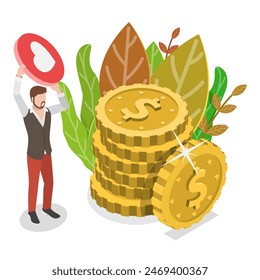 Ilustración plana isométrica 3D de donación y voluntariado, Asistencia social benéfica. Tema 1