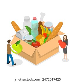 3D Isometric Flat Illustration of Donation and Volunteering, Charity Social Support. Item 3