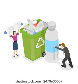 Ilustración plana isométrica 3D de soluciones respetuosas del medio ambiente, Tecnologías verdes innovadoras. Tema 3