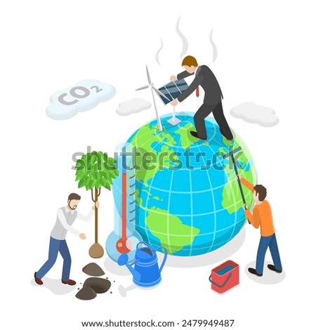 3D Isometric Flat Illustration of Eco Friendly Solutions, Innovative Green Technologies. Item 1