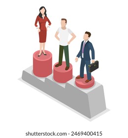 3D Isometric Flat Illustration of Equality vs Equity vs Justice, Human Rights and Protection from Discrimination. Item 2