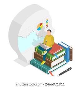Ilustración plana isométrica 3D de planificación financiera o inversión, contabilidad y presupuesto. Tema 3