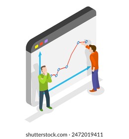 3D Isometric Flat Illustration of Financial Investment, Financial Analysis and Stock Market. Item 3