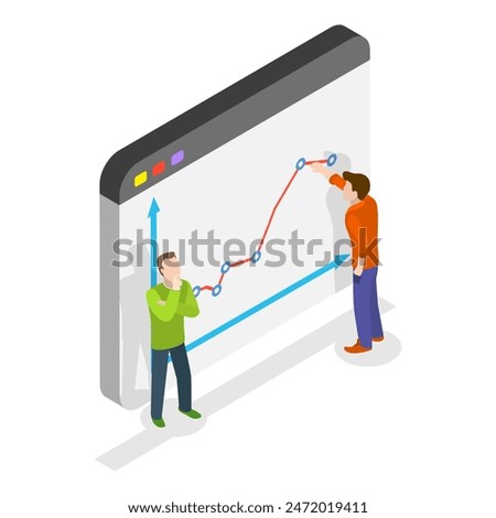 3D Isometric Flat Illustration of Financial Investment, Financial Analysis and Stock Market. Item 3