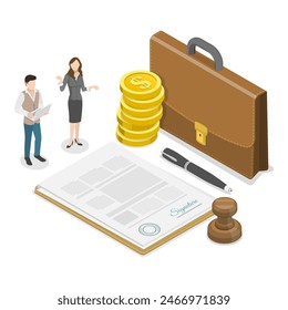 3D Isometric Flat Illustration of Funding, Grants And Incentives, Government Finance. Item 1