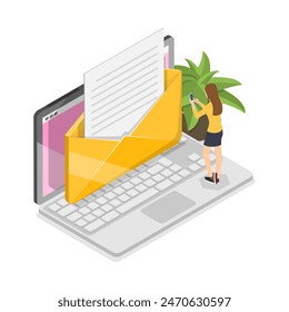 3D Isometric Flat Illustration of Glossary And News, Online Dictionary. Item 3