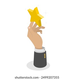 3D Isometric Flat Illustration of Hand Gesture Set, Human Hands Holding Different Objects. Item 1