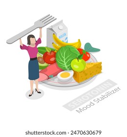 3D Isometric Flat Illustration of Happy Hormones, Brain Chemistry. Item 5