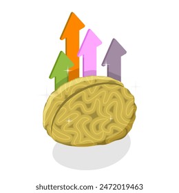 3D Isometric Flat Illustration of Happy Hormones, Brain Chemistry. Item 4