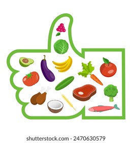 3D Isometric Flat Illustration of Healthy Vs Junk Food, Fastfood and Balanced Menu Comparison. Item 1