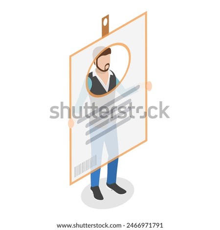 3D Isometric Flat Illustration of Identification Badge, identity Card with Personal Information. Item 2