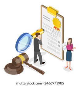 3D Isometric Flat Illustration of Law And Justice, Legal Advice and Attorney Service. Item 2