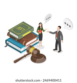 3D Isometric Flat Illustration of Law And Justice, Legal Advice and Attorney Service. Item 1