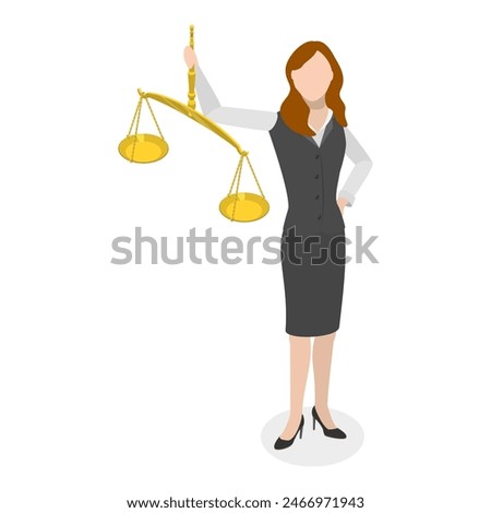 3D Isometric Flat Illustration of Law and Justice, Judge and Lawyer Characters. Item 2