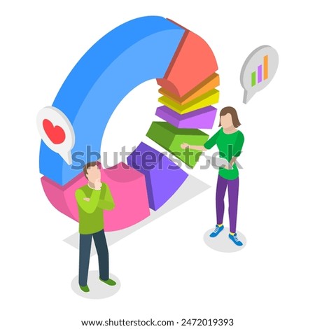 3D Isometric Flat Illustration of Marketing Research Strategies, Customer Relationship Management. Item 3