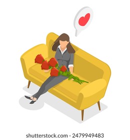 3D Isometric Flat Illustration of Mental Health, Mindfulnessa and Positive Thinking. Item 1