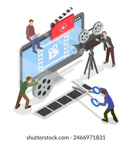 3D Isometric Flat Illustration of Motion Design Studio, Video Marketing Service. Item 2