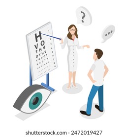 3D Isometric Flat Illustration of Ophthalmologist, Optical Eye Testing. Item 3